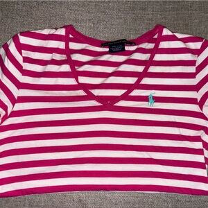 Pink and White Striped Polo Ralph Lauren Top